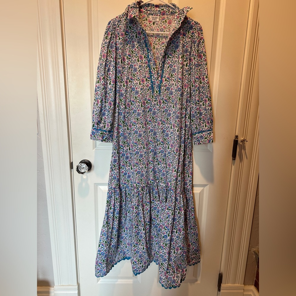 Tuckernuck Pink City Prints Floral Blue and Pink Women's Dress